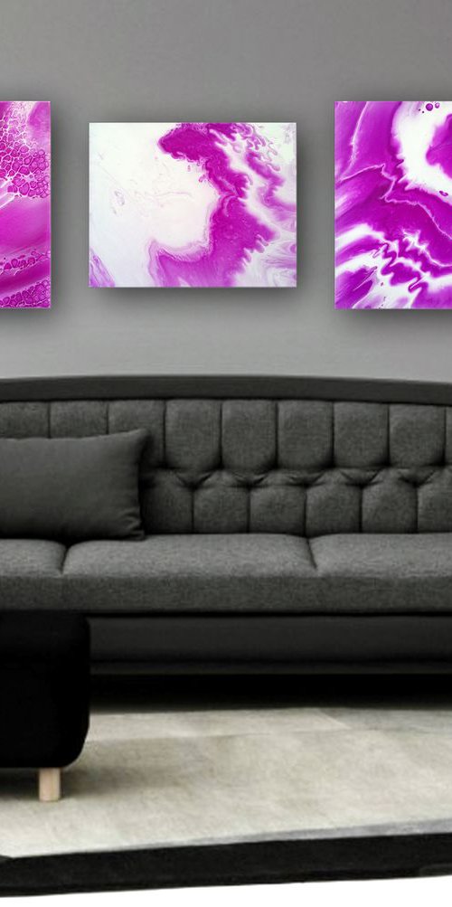 "Purple Haze" - SAVE as SERIES - Original Triptych, Abstract PMS Acrylic Paintings Series by Preston M. Smith (PMS)