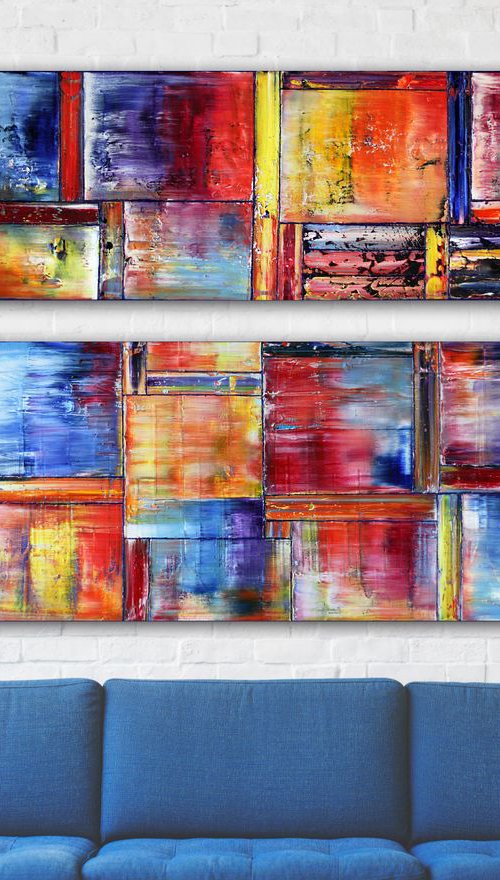 "Manifest Destiny" - FREE USA SHIPPING + Save As A Series - Original Extra Large PMS Abstract Diptych Oil Paintings On Canvas - 60" x 44" by Preston M. Smith (PMS)