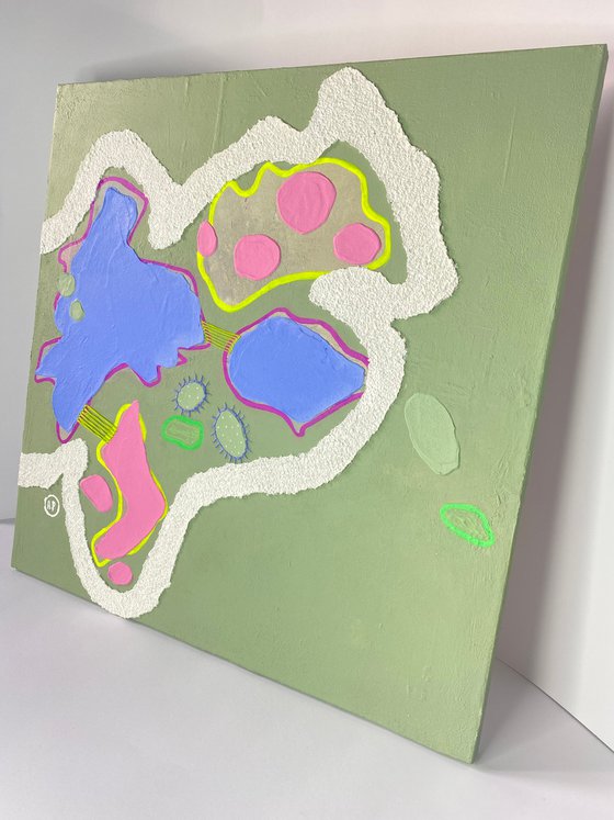 ''MOLECULA'' - texture abstract art, green abstract painting, modern abstract art