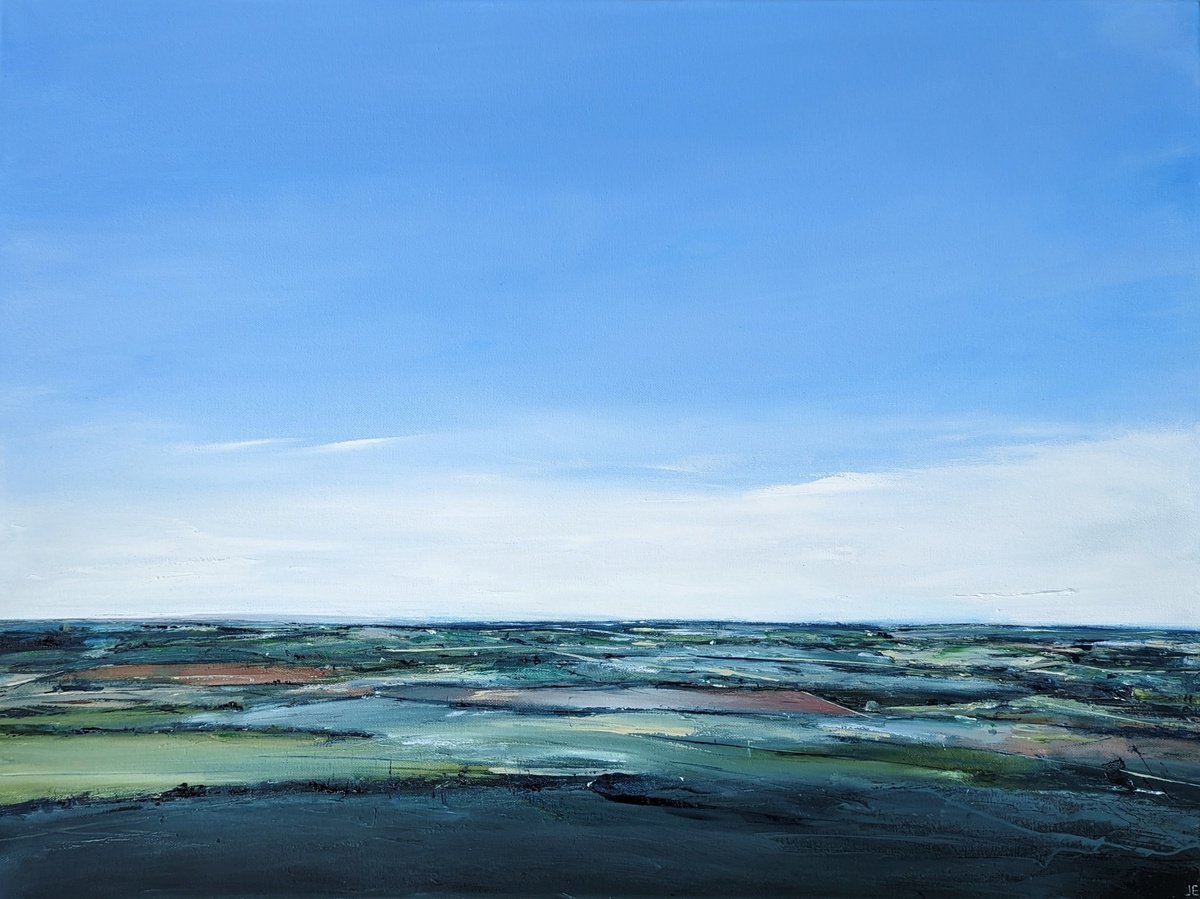 Expressive Landscape Oil Painting By Jo Earl, 31 X 24, Abstract Buckinghamshire View, Original Artwork