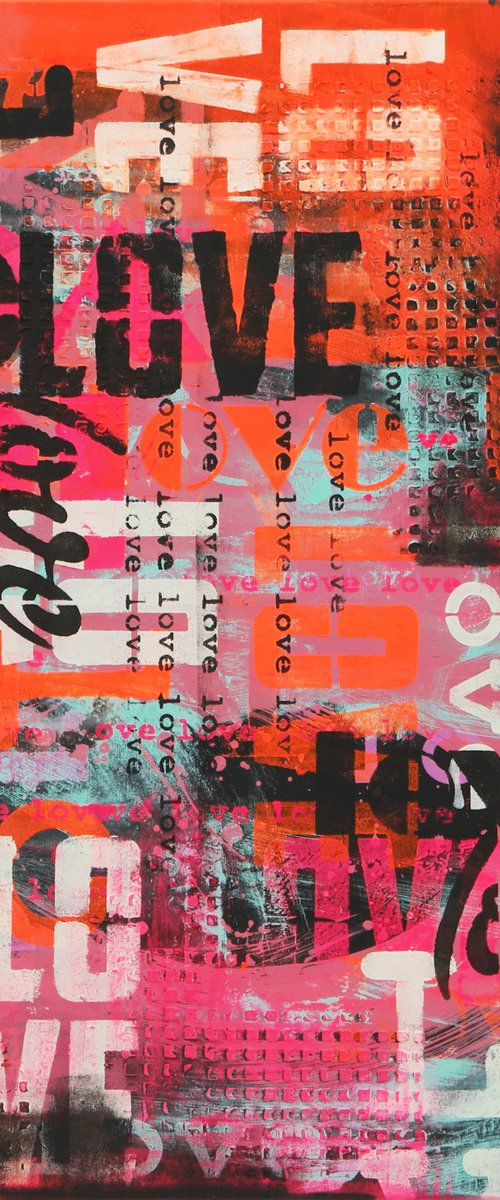 NEW! - Love in Technicolor on Black - Love letters - 90x90 cm - Ronald Hunter - 05M by Ronald Hunter