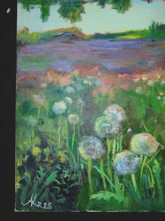 Landscape with dandelions