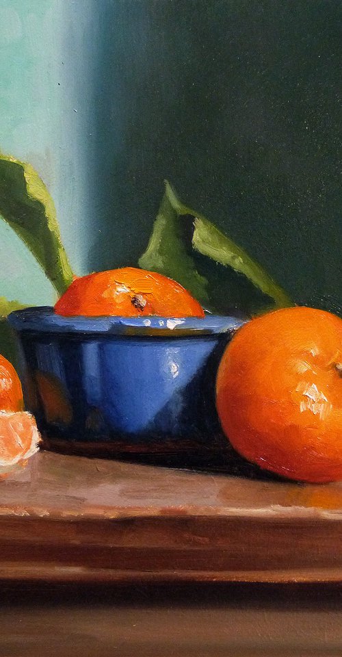 Tangerines and a Blue Pot by Pascal Giroud
