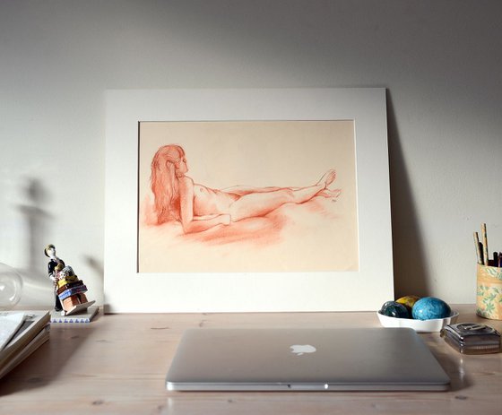Life Drawing of Nude girl lying