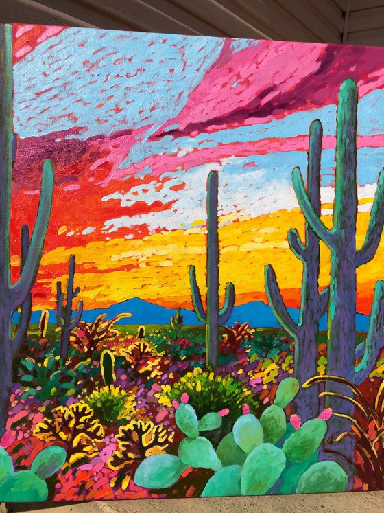 Colourful desert. Sunset