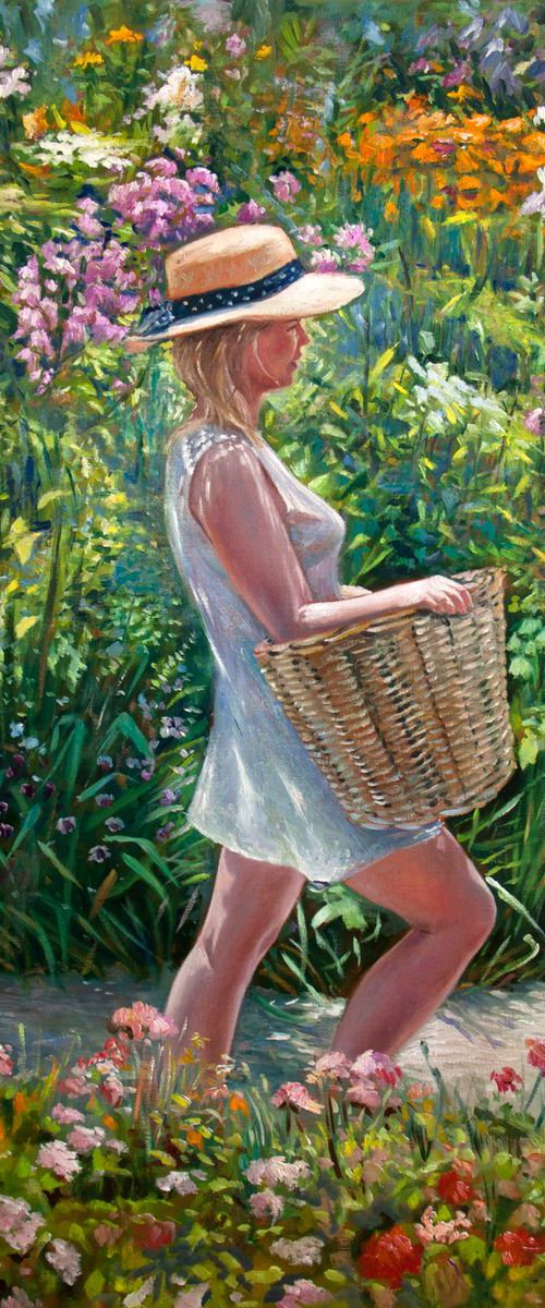 A sunny day in the garden-02 (Original Oil Painting, 100% Handmade) by Mayrig Simonjan