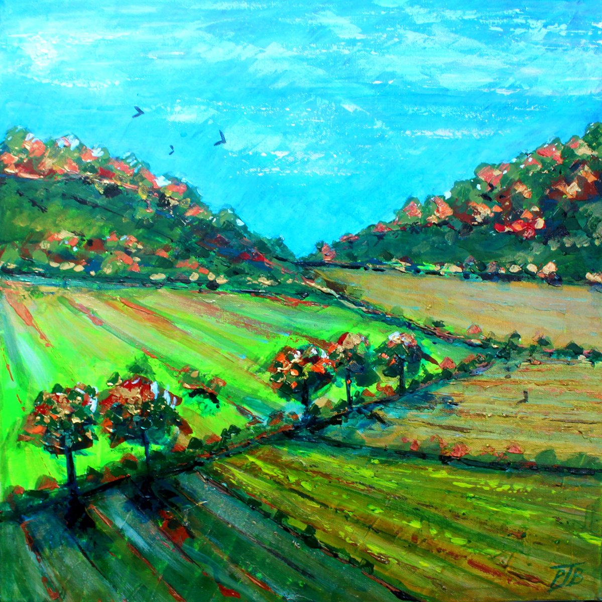 Autumn Fields I By Paul J Best, 20 X 20, Artwork For Sale On Artfinder