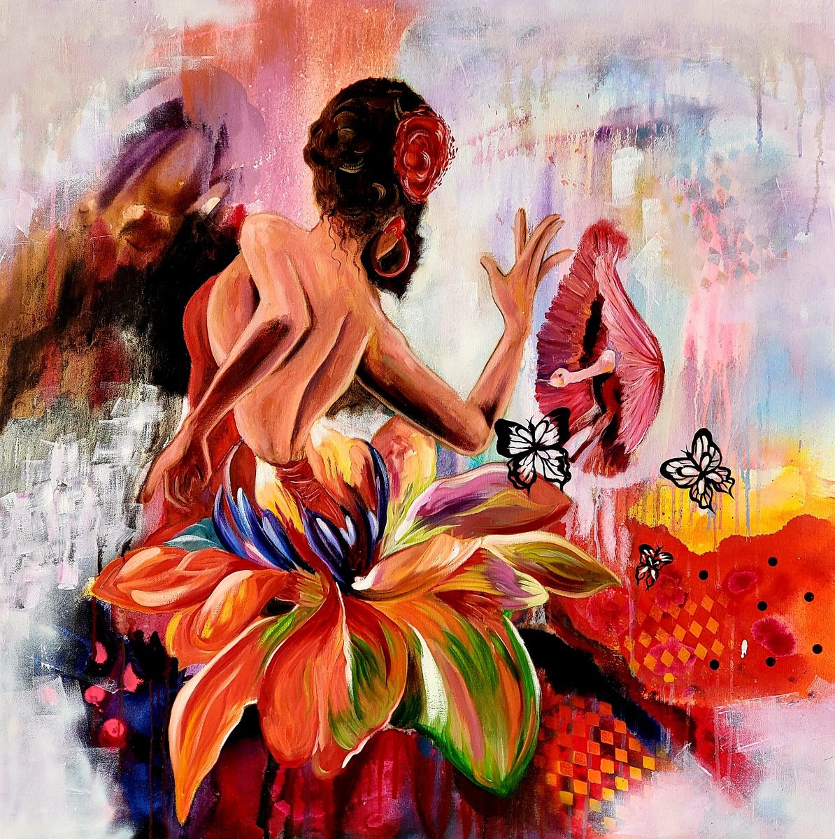 Impressionistic Portrait Oil Painting By Niyati Jiwani, 36 X 36", Grace, Original Artwork