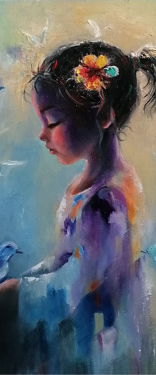 Girl with Doves by Susana Zarate Harris