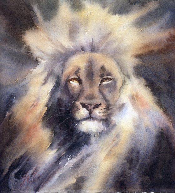 Aslan in watercolor Lion painting Narnia fan art