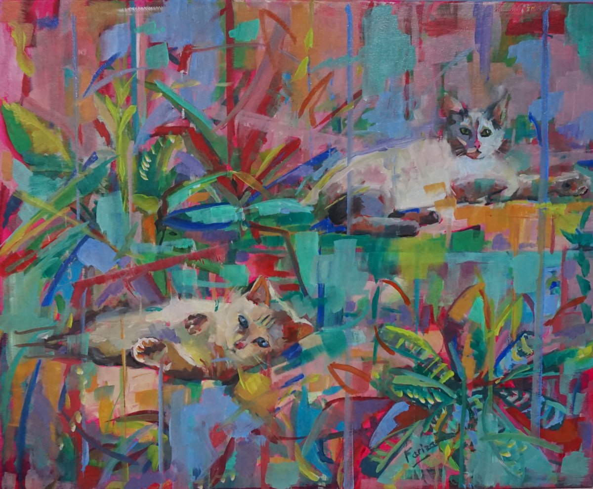 Impressionistic Animal Oil Painting By Amaya Fernandez Fariza, 24 X 20, Pili Y Mili, Original Artwork