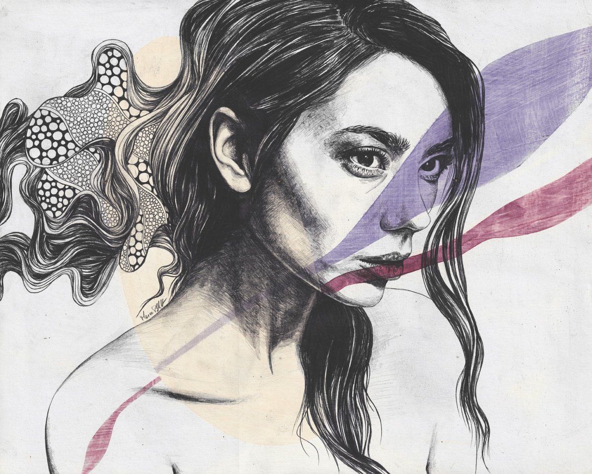 Altered Course | asian woman portrait with doodles by Marco Paludet