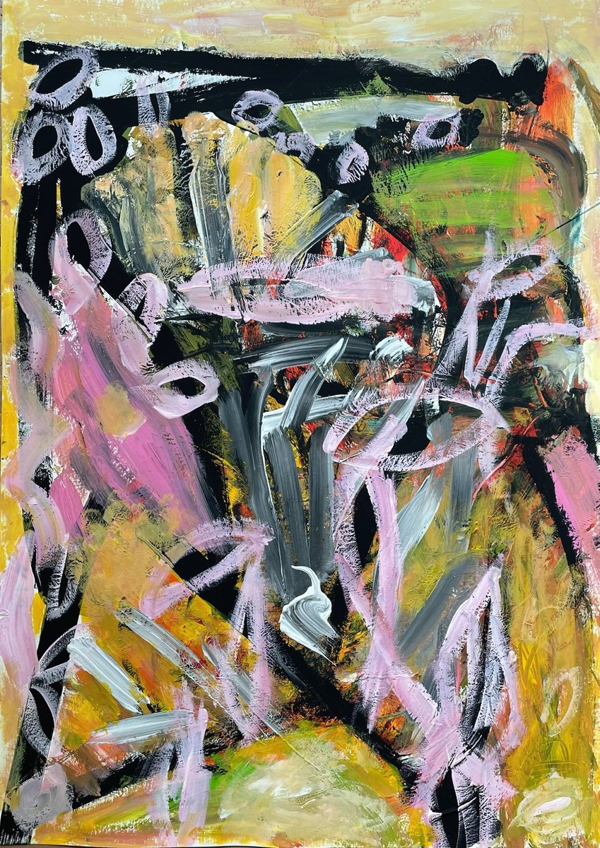 Organic Abstract Acrylic Painting By Christel Haag, 17 X 23, Wonderland 4, Original Artwork