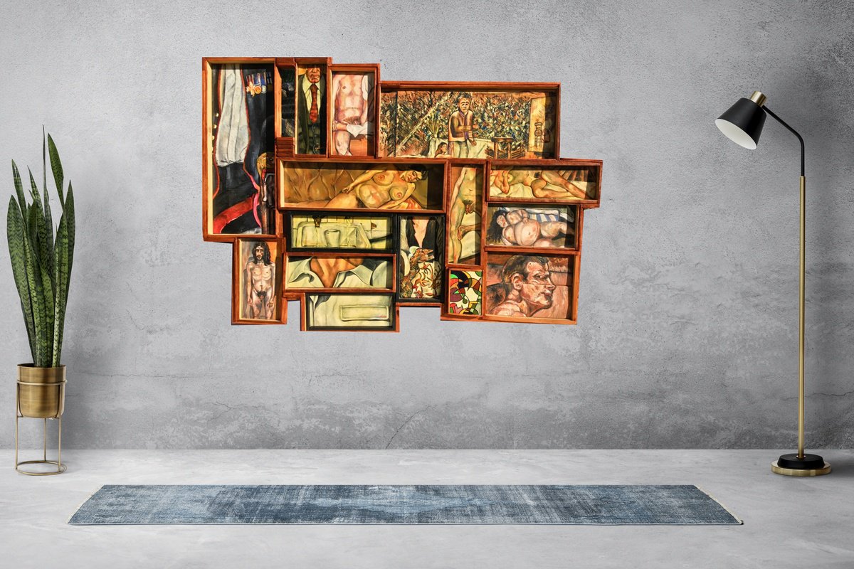 Portrait Oil Painting By Jg Wilson, 45 X 32, Fragments N. 6, Original Artwork