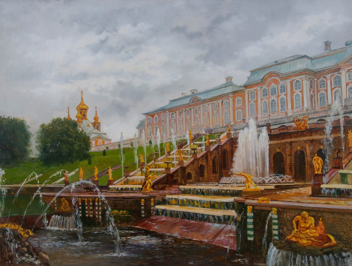 Peterhof on a cloudy day by Eduard Panov