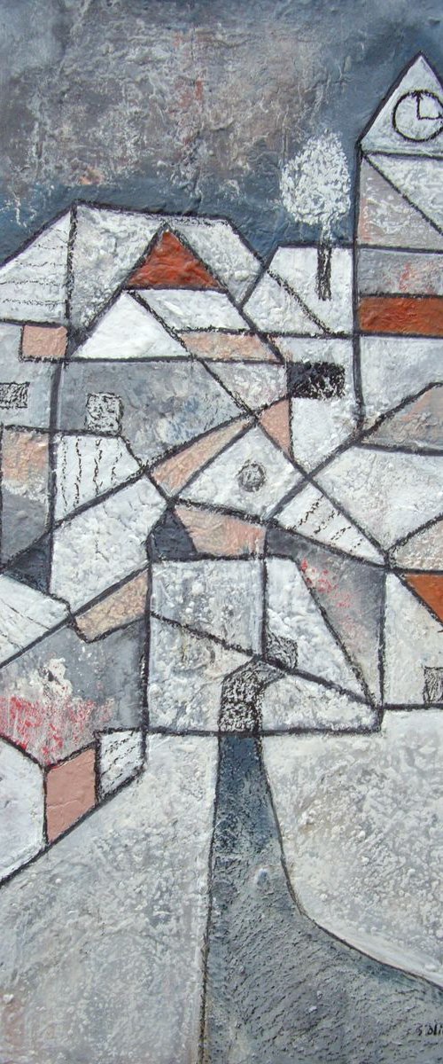 Childhood village. 50X100 CM by Sylvie Oliveri