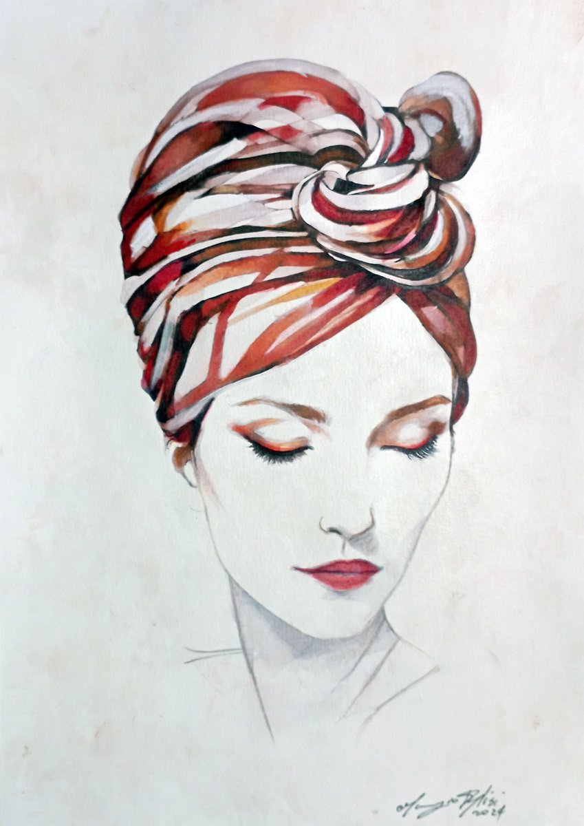 Urban And Pop Portrait Ink Drawing By Maurizio Puglisi, 8 X 11", Just Two Drops Of Chanel, Original Artwork