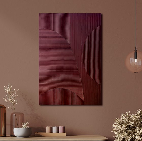 "Burgundy Field 5" Burgundy textured abstract