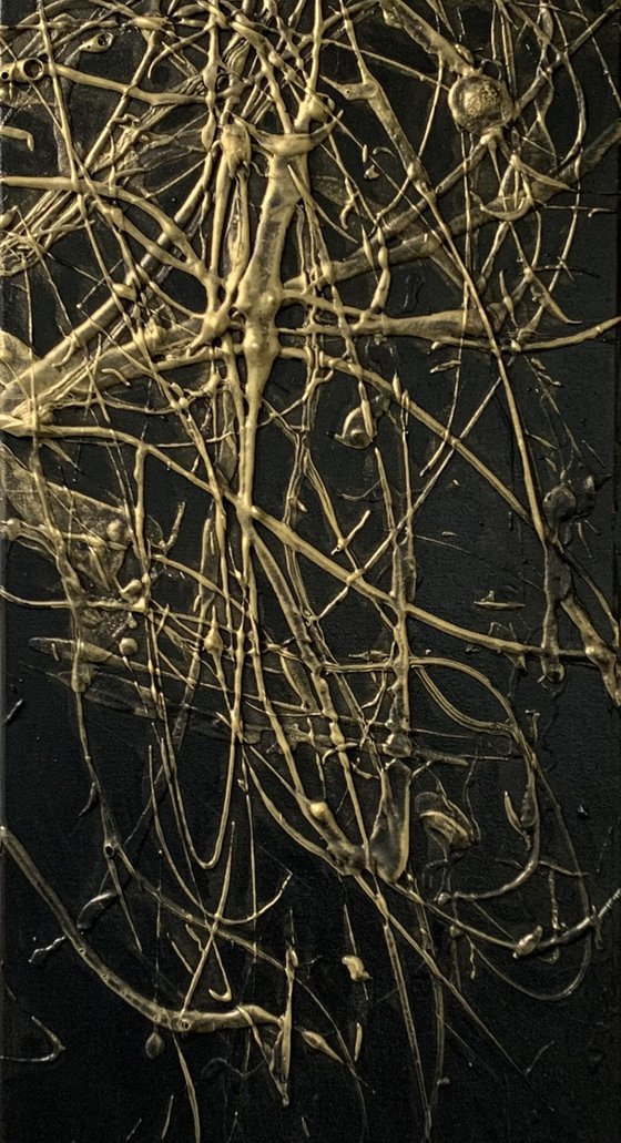 Black & Gold Tree Large Abstract Metallic Sculpture