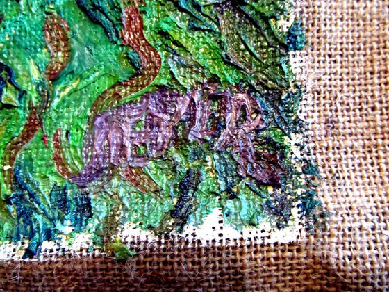 Highland landscape on hessian