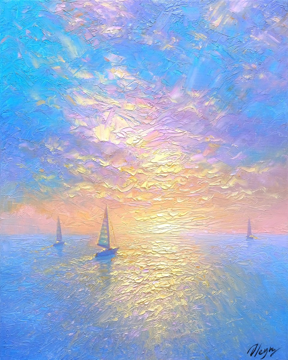 Impressionistic Landscape Oil Painting By Dmitry Oleyn, 16 X 20, Surf