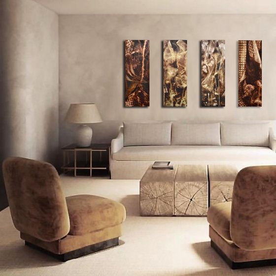 Set of 4 works: "Le 4 terre"