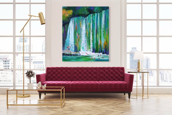 Waterfall in Quiet Forest