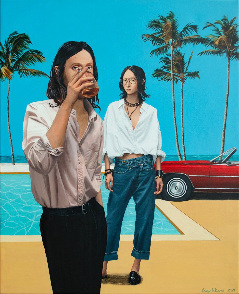 Photorealistic Portrait Acrylic Painting By Nataliya Bagatskaya, 26 X 31", Relax, Original Artwork