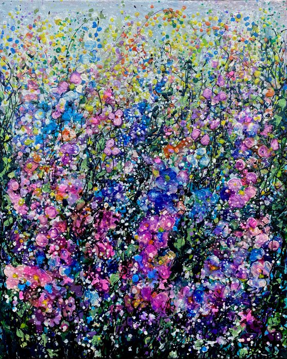 Jackson Pollock Style Spring Meadow Painting