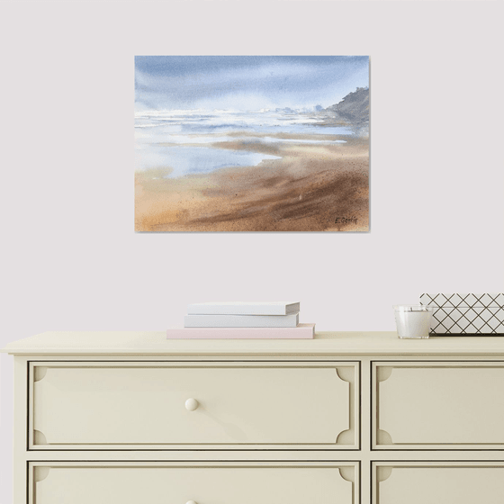 Seascape with beach and mountains #2