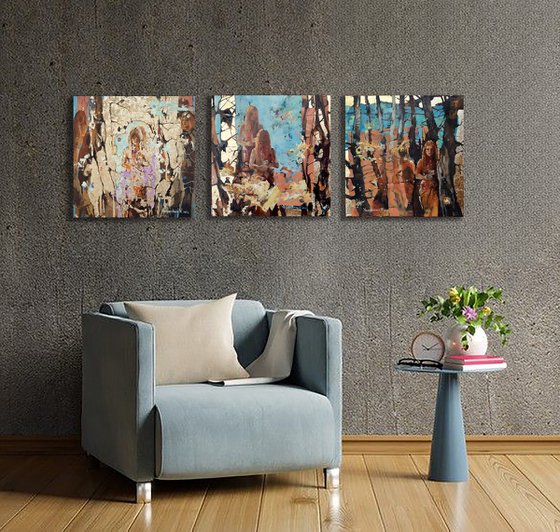 Immortelle Flowers. triptych