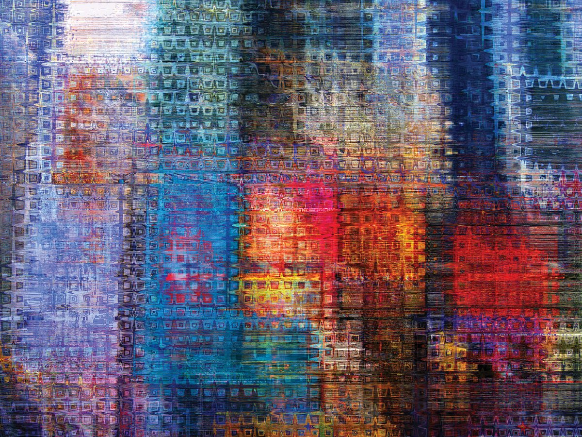 Abstract Cityscapes Print By Javier Diaz, 80 X 60, Estructuras Lumi?nicas 8/Xl Large Original Artwork, Original Artwork