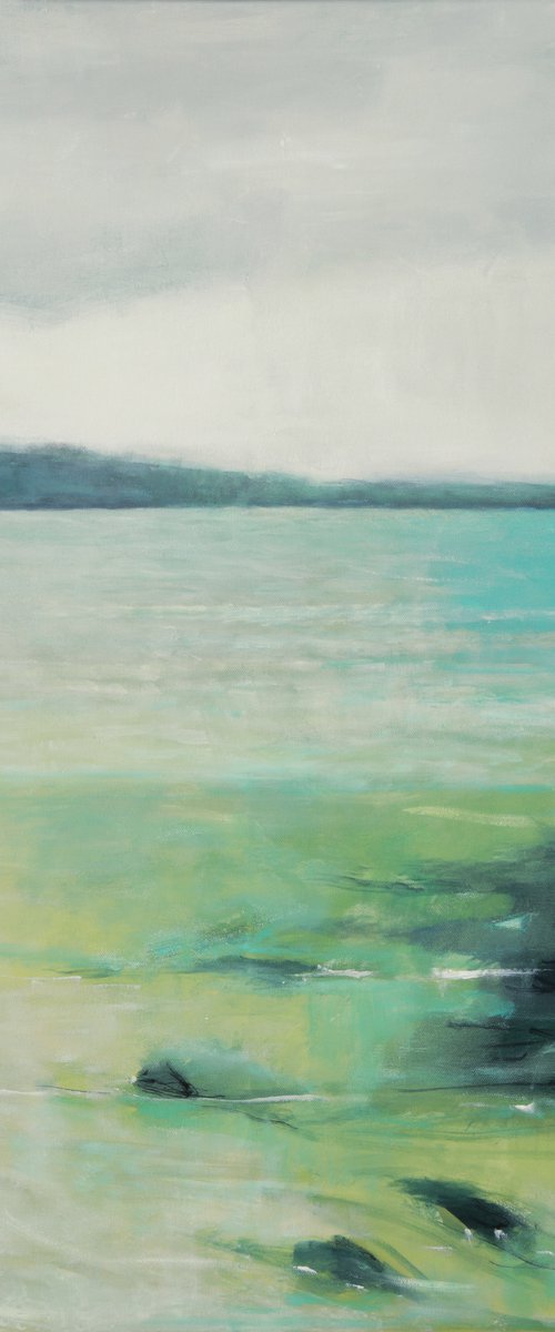 Turquoise Shallow Water 30x30 inch 76x76 cm by Bo Kravchenko by Bo Kravchenko