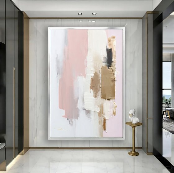 Pastel Pink and Gold Abstract