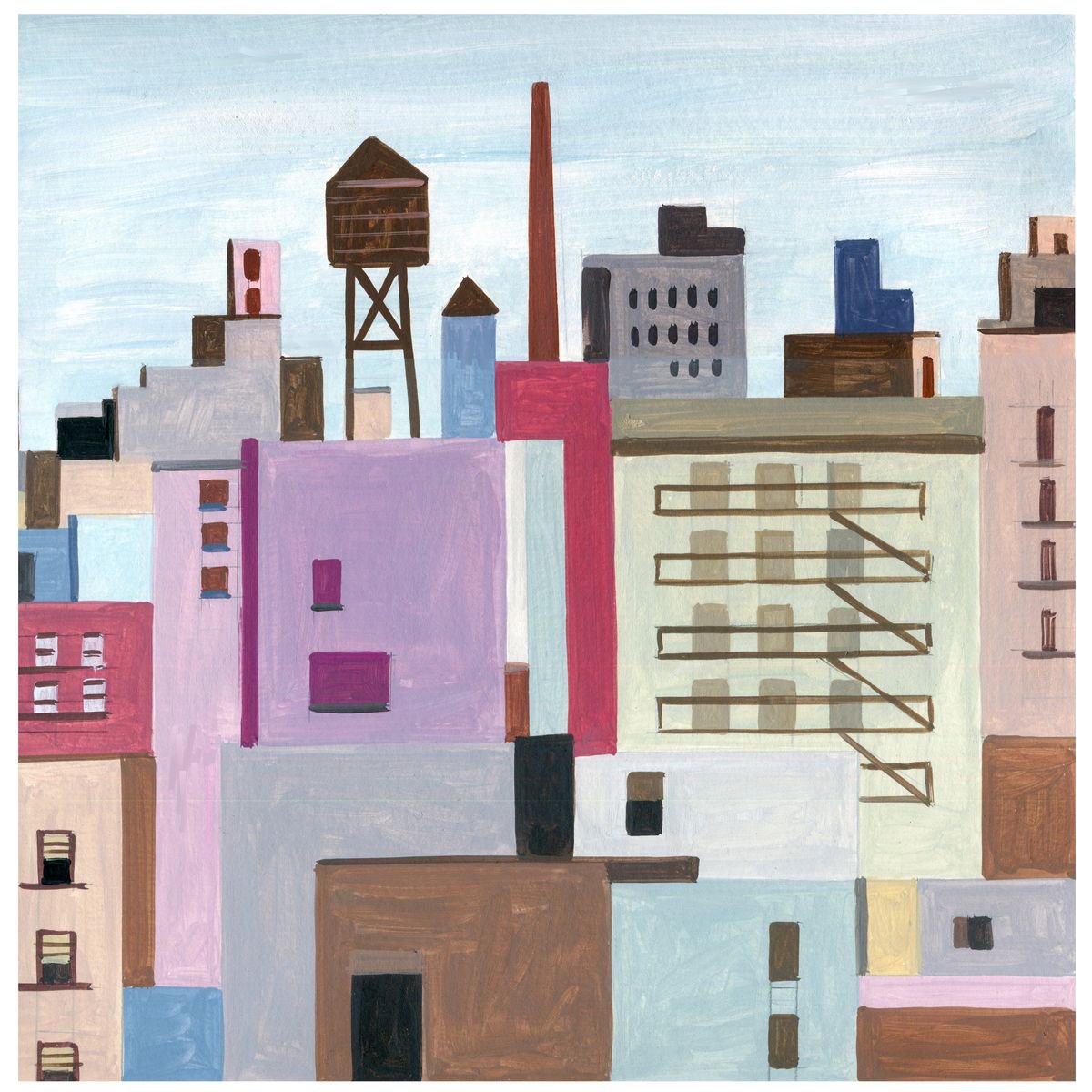 Urban And Pop Acrylic Painting , Newyork_Sl-07 By Andre Baldet, 13 X 13, Artwork For Sale On Artfinder
