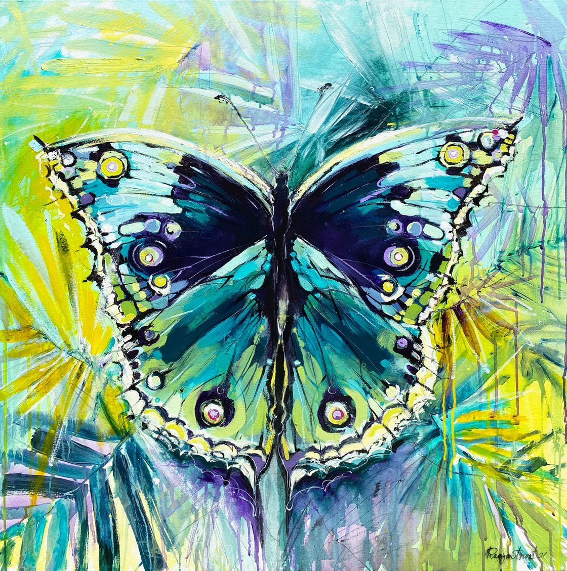 絵画 butterfly Butterfly Matrix Flowers – 世界アートの扉