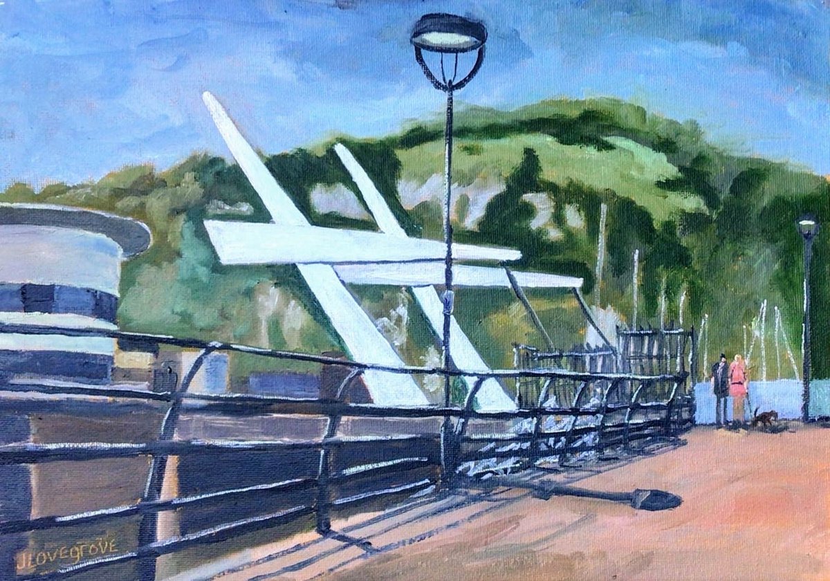 Lifting bridge at Dover inner harbour. An original oil painting. by Julian Lovegrove Art
