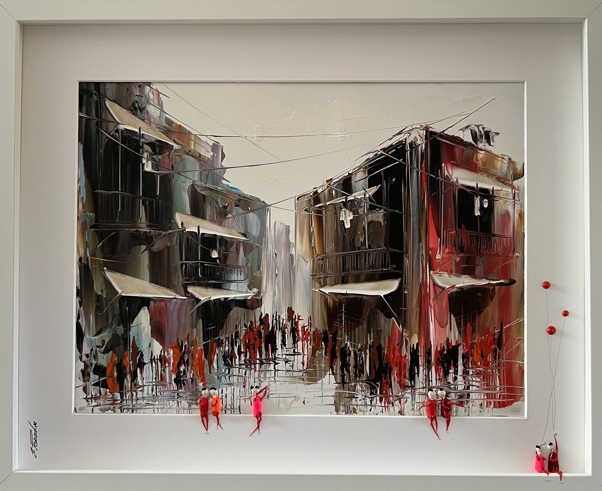 Abstract Portrait Acrylic Painting By Eka Peradze, 20 X 17, Freedom City Eka Peradze, Original Artwork