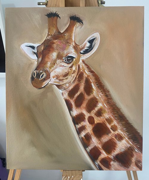 Giraffe oil painting by Bethany Taylor