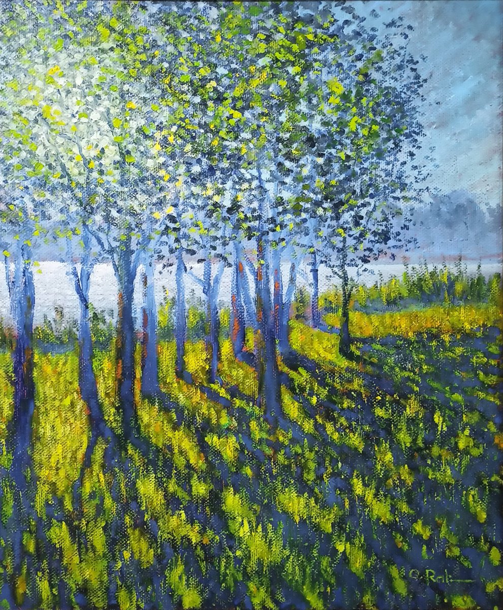 Impressionistic Landscape Oil Painting By Oleh Rak, 20 X 24", Morning Freshness, Original Artwork
