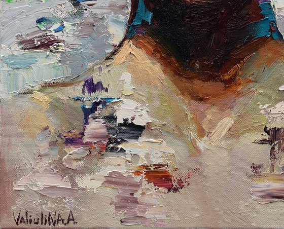 Abstract girl portrait painting #6, Original oil painting