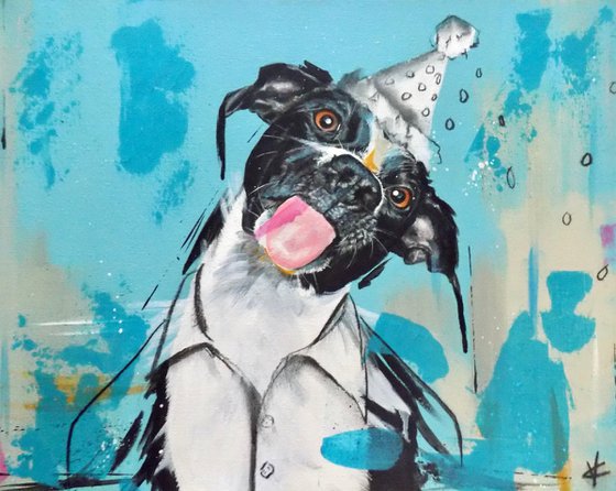 Dog painting called 'Rude Party Dog'