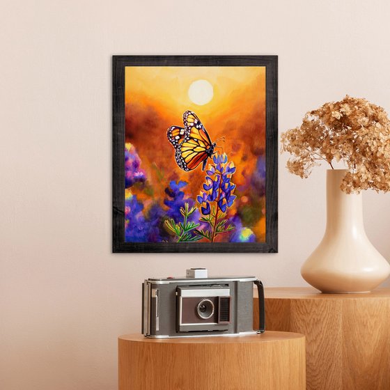 Monarch butterfly & bluebonnet