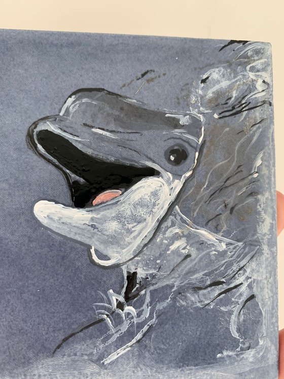Dolphin Portrait Acrylic Painting of Dolphin Underwater Bathroom Decor Gift Ideas