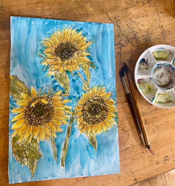 Three Sunflowers