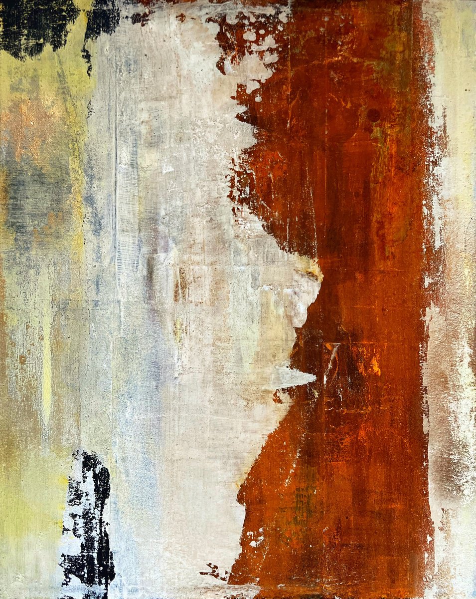 Abstract Painting By Sergio Aranda, 16 X 20", Golden Memories, Original Artwork