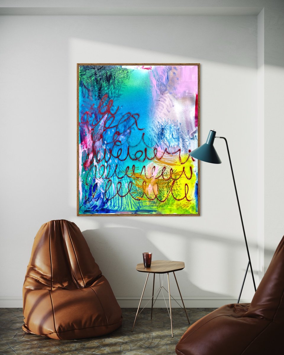 Abstract Oil Painting By Evgenia Makarova, 31 X 39, Tell Me About It, Original Artwork