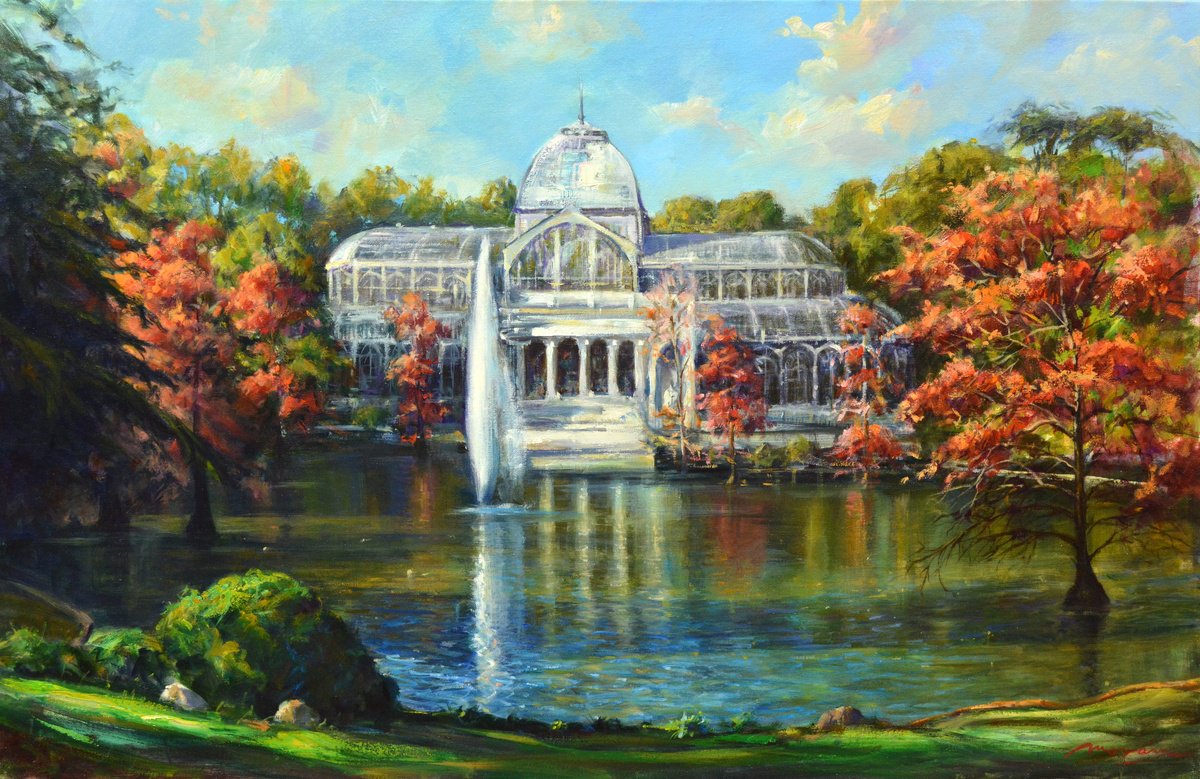 Palacio de Cristal Retiro Park | Autumnal Park with a Pond by Jose Moran Vazquez