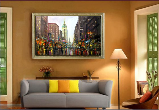 New York city in Rain7, 36x24 in