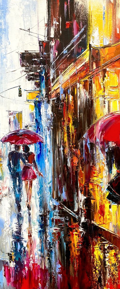 Lovers in the rain by Olena Romanenko